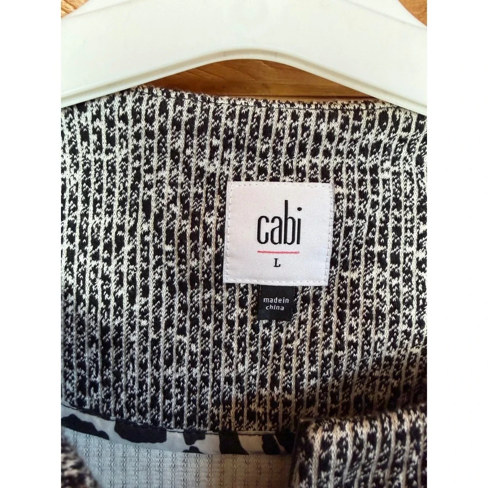 Cabi The Times Long Topper Jacket Cardigan Women's‎ Sz Large Black/ White
